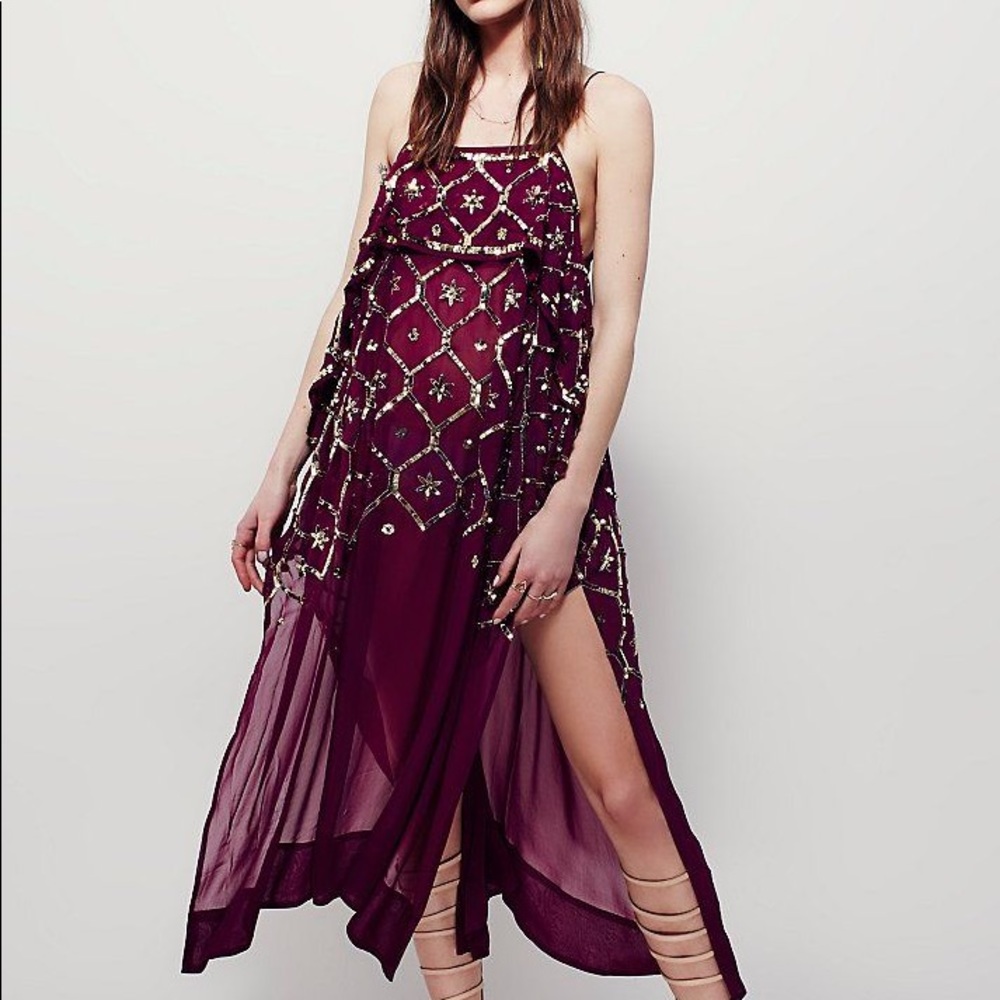 Free People Electric Sky Maxi Dress - Magenta
